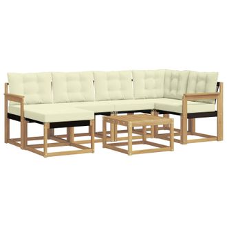 vidaXL Conjunto De Sof&aacute;s De Exterior Con Coj&iacute;n 7 Pcs Blanco Y Crema Vidaxl