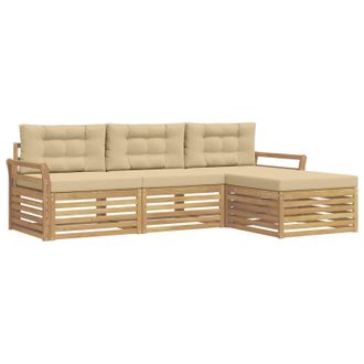 vidaXL Set Di Divani Da Esterno 4 Pz Bianco E Beige Vidaxl