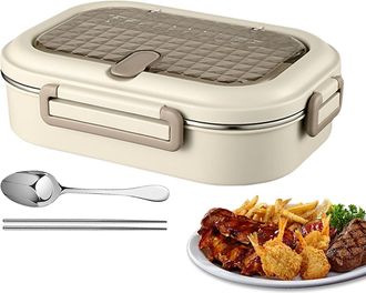 OEM Fiambrera Port&aacute;til Aislada Apta Para Microondas, Ligera Con Cuchara, Plato Dividido Resistente, Cubo De Almacenamiento Herm&eacute;tico, Accesorio Para Mochi