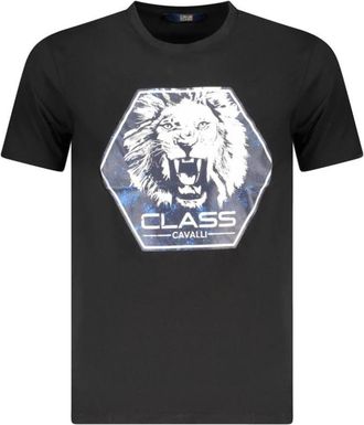 Cavalli Zwarte Katoenen Heren T-Shirt - Heren - T-shirts - Zwart - 2XL - Katoen - Tops