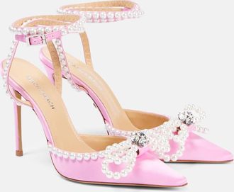 Mach & Mach Pumps Double Bow 110 in raso di seta