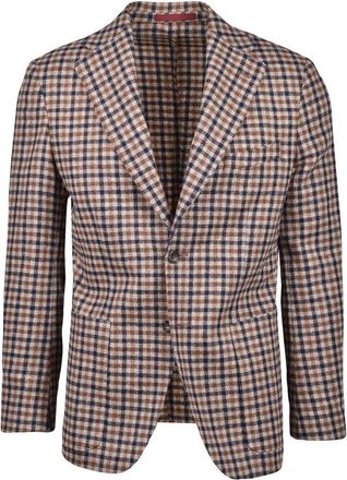 Andrea Barberi Rounded Jacket - Brown/Blue