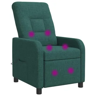 vidaXL Vidaxl Poltrona Massaggiante Verde Scuro Tessuto