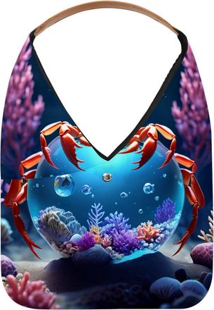 Generic Crab Crystal Ball Reusable Lightweight Grocery Bags - Foldable Into Compact Pouch, Washable & Sturdy, Multipurpose for Shopping and Travel