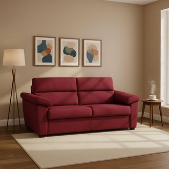 Dmora Sof&aacute; Cama 2 Plazas Queenie, Sof&aacute; Convertible Para Sal&oacute;n, Acolchado, Desenfundable, Calidad 100% Made In Italy, 185x95 H100 Cm, Rojo - Dmora