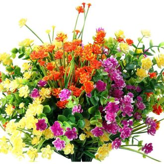 OEM 12 Piezas De Flores Artificiales, 6 Tipos De Arbustos De Exterior Resistentes A Los Rayos Uv Para Macetas Colgantes, Decoraci&oacute;n De Ventanas Para Porch