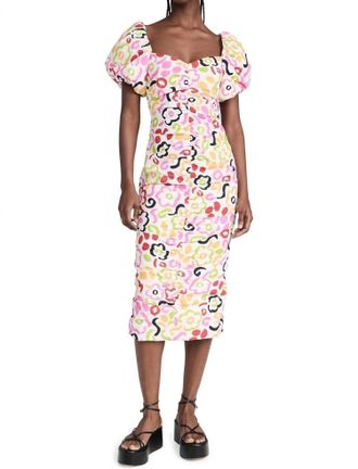 Rhode Resort Tessa Painted Bloom Midi Dress In Multicolor