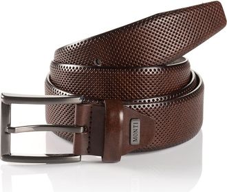 Monti Lederg&uuml;rtel MONTI DUBLIN, Herren, Gr. 11,5, braun, Rindsleder, Strukturmuster, unifarben, G&uuml;rtel Lederg&uuml;rtel, mit Lochstruktur