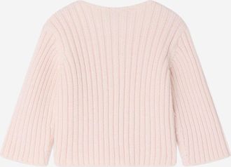 BONPOINT Girls Cardigan Cashmere Blend Pink Cotton Sweater