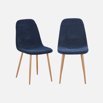 Sweeek Silla De Madera Y Tela Con Patas Color Natural, Set De 2