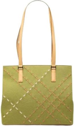 Burberry Bolso Tote de Lona Pre-owned - Pre-owned - Mujer - Verde - ONE SIZE