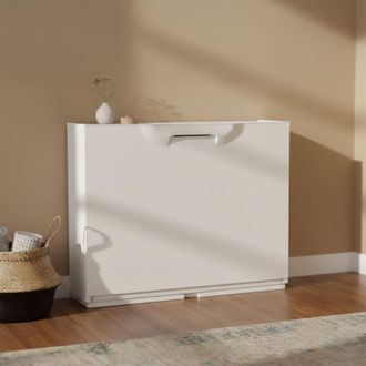 Dmora Estante De Zapatos Con 1 Puerta Con Sabor En Polipropileno, Gabinete Modular Interno O Externo, 100% Made In Italy, 51x18h40 Cm, Color Blanco - Dmora