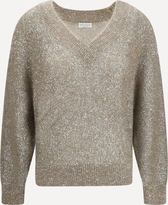 Brunello Cucinelli Sequined V-neck Sweater Female S