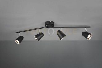 Reality Toulouse barra 4 spots led 14W 1600lm, 3000K nero satinato con bordo cromato l. 78CM