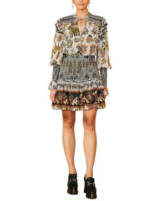 Farm Rio Floral Tapestry Silver Mini Dress
