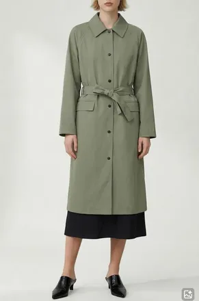 Noize Janice Tie Waist Water Repellent Coat in Sage at Nordstrom, Size X-Large