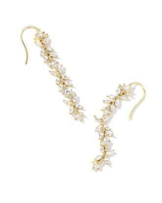 Kendra Scott Womens Rosalie Linear Earrings In Gold White Crystal