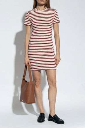 Jil Sander Cotton Dress With Striped Pattern, Womens, Red