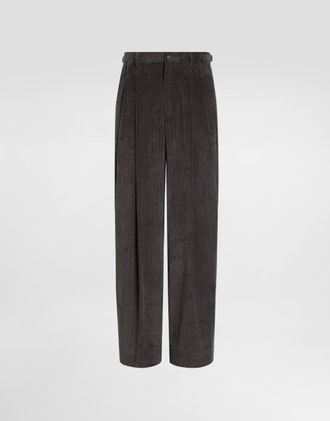 Dolce & Gabbana Velvet Trousers - Man Pants And Shorts Grey Velvet 46