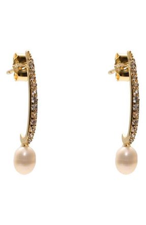 Argento Vivo Pav&eacute; Faux Pearl Drop Earrings in Gold at Nordstrom