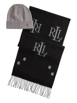 Lauren Ralph Lauren logo-print fringed scarf (set of two) - women - Fabric - One Size - Grey
