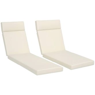 OUTSUNNY Set of 2 Sun Lounger Cushions ONLY, Replacement Cushions in Cream