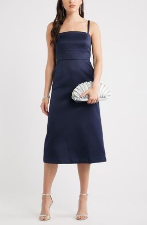 Chelsea28 Square Neck Column Cocktail Dress in Navy Night at Nordstrom, Size Xx-Small