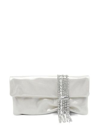 Jimmy Choo London medium Zandra crystal-embellished clutch bag - Neutrals