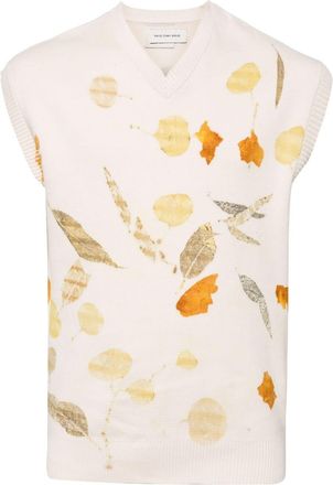 Feng Chen Wang graphic-print knitted vest - men - Cotton - S - Neutrals