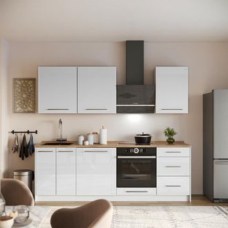 Vicco Mueble De Cocina Fame-line, Blanco Alto Brillo/blanco, 230 Cm, Et Antracita, Vicco