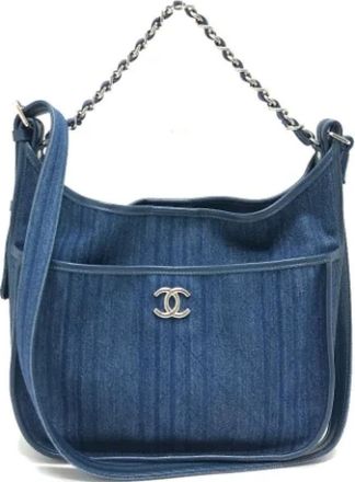 Chanel Pre-owned Vintage Denim Shoulder Bag - Dames - Vintage Schoudertas - Blauw - ONE Size - Denim - Vintage