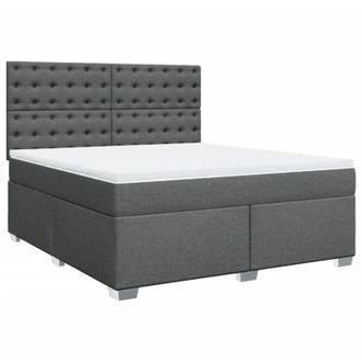 vidaXL Cama Box Spring Con Colch&oacute;n Tela Gris Oscuro 180x200 Cm Vidaxl
