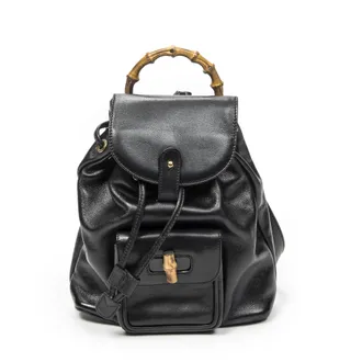 Gucci Pre-owned Womens Mini Bamboo Backpack - Black - One Size