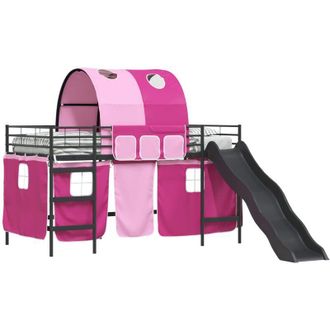 vidaXL KidsLoft Bed Frame Black and Pink 90 x 200 cm Metal vidaXL