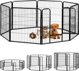 Relaxdays Relaxdays - Jaula Perro, Cachorro Y Animales Peque&ntilde;os Para Interior Y Exterior, Acero, Negro, 80 X 78 X 235 Cm