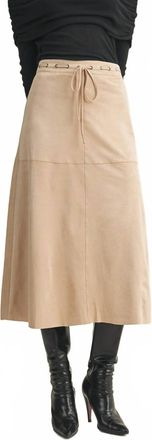 Mustard Seed Drawstring Suede A Line Skirt In Beige