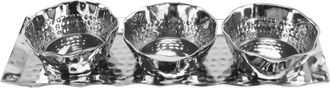 Classic Touch Rectangular Tray with 3 Round Bowls with Wavy Rim