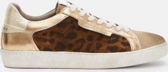 AllSaints Womens Cow Leather Sheer Leopard Print Leather Trainers, Size: 3