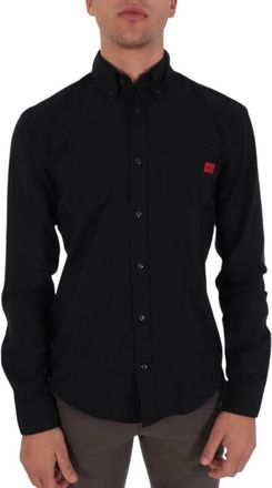 HUGO BOSS Elvito Slim Fit Button-Down Shirt - Heren - Casual Overhemden - Zwart - M - Overhemden