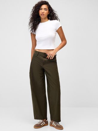 Only Womens Solid twill barrel-leg pant