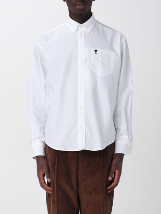 Ami Camicia relaxed fit in cotone con collo button-down e logo ricamato