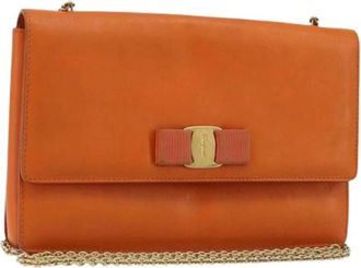 Ferragamo Pre-owned Mini Bags, female, Orange, Size: ONE SIZE Pre-owned Mini Leather Shoulder Bag