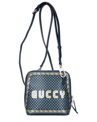 Gucci Green Guccy Print Calfskin Leather Sega Collection Guccy Print Crossbody (Authentic Pre-Loved)