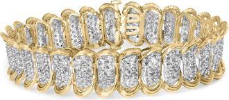 House of Brilliance 10K Yellow Gold 4.00 Cttw Pave Diamond Classic Link 7 Bracelet (I-J Color, I2-I3 Clarity)