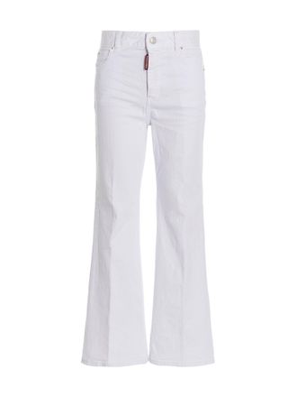 Dsquared2 Super Flared Cropped Jeans Bianco-Donna