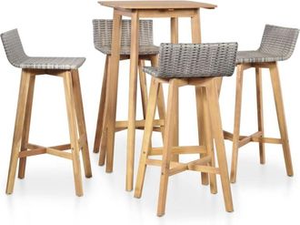 vidaXL 5 Piece Outdoor Dining Set Solid Acacia Wood Vidaxl