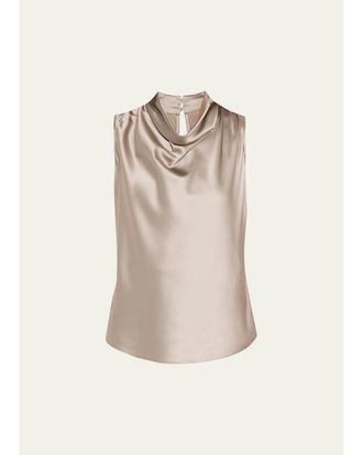 Veronica Beard Tam Silk-Blend Cowlneck Top