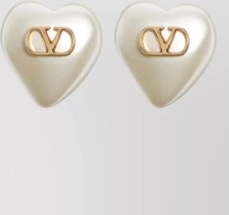 Valentino Garavani vlogo signature heart shape pearl earrings