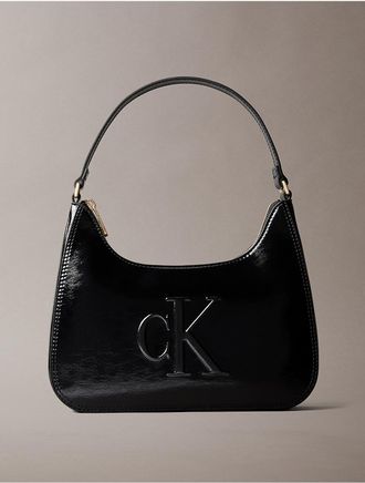 Calvin Klein Womens Sculpted Monogram Shoulder Bag - Black