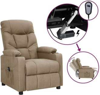 vidaXL Sill&oacute;n Reclinable El&eacute;ctrico Tela Gris Taup&eacute; Vidaxl